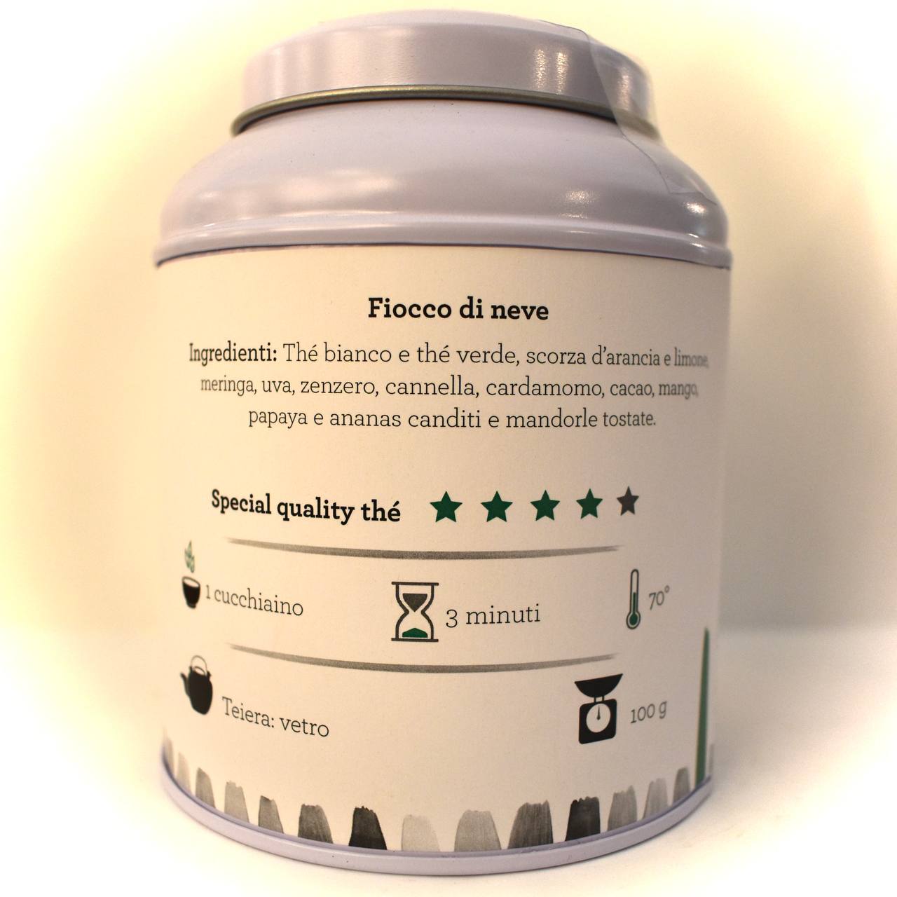 Blend Tè Bianco e Tè Verde Cinese Fiocco Di Neve Barattolo 100g