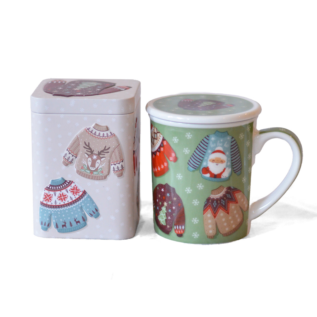 Kit per il tè di tazza teiera e barattolo invernale colore