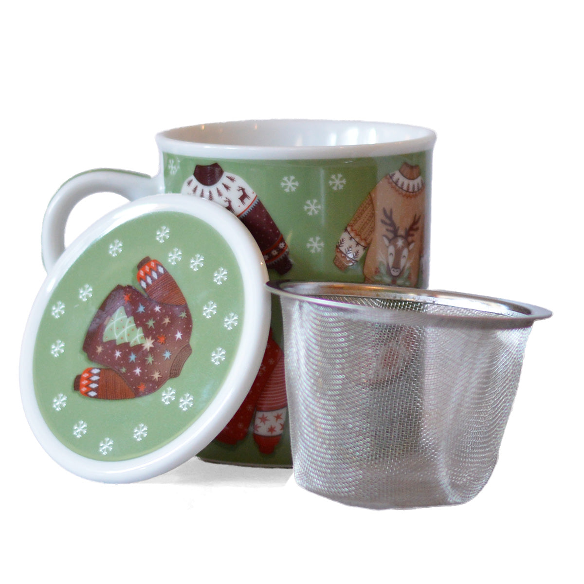 Kit per il tè di tazza teiera e barattolo invernale colore